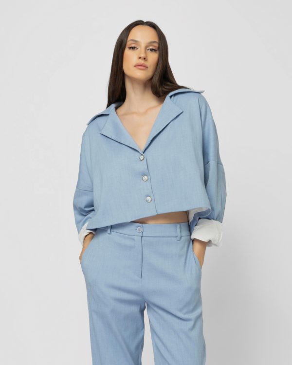 Baby blue crop jacket