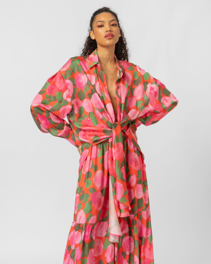 Floral shirt with bow