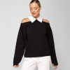 Off-shoulder top with collar kokefashionshop Off-shoulder top with collar