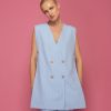 Baby blue striped gilet kokefashionshop Baby blue striped gilet